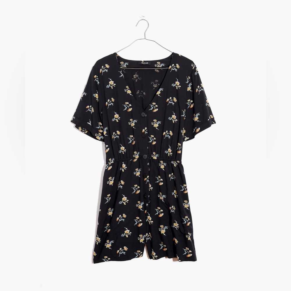 Madewell Button-Front Day Romper in Marseille Daisies NWT